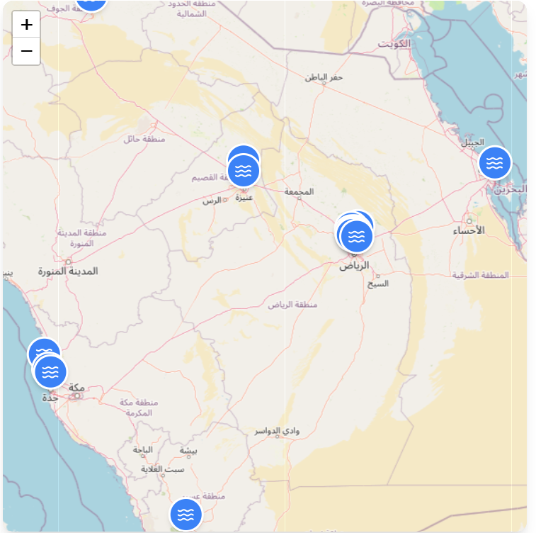 Map of Saudi Arabia branch locations